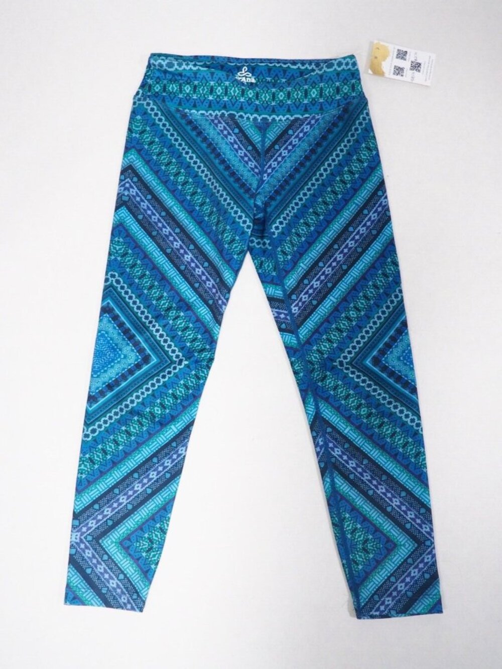 prAna Blue & Green Geometric Print Cropped Leggings, Size XS (US)